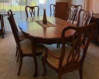 RA108Dining Room Table And Eight Chairs