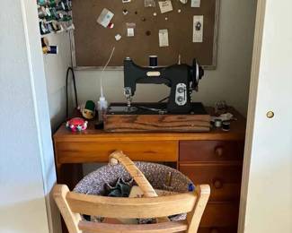 RA150Vintage White, Rotary, Sewing Machine, Desk, And Notions