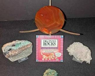 RA103VFuchsite, Quartz Cluster, Larsonite Green Jasper, Carnelian,  Rock Guide