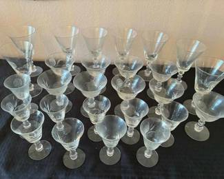 RA152Fostoria Rose Cut Glasses