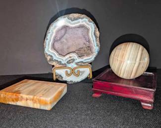 RA104VLarge Agate Geode, Agate Or Banded Onyx Sphere And Slab