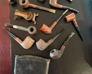Very Collectible Antique Smoking Pipe Collection, Tobacco Pouch and More!