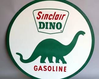 Sinclair Dino Gasoline 42" Double-Sided Porcelain Enamel Sign - Heavy Gauge Steel 