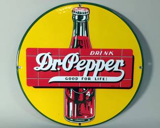 Dr Pepper 11.75" Porcelain Enamel Sign - Single-Sided - Heavy Gauge Steel 