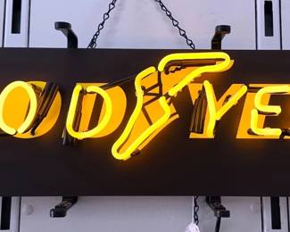 Goodyear Tire & Rubber Company Neon Advertising Sign With Winged Foot Logo 