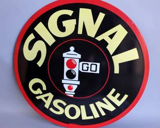 Signal Gasoline 42" Double-Sided Porcelain Enamel Advertising Sign - Heavy Gauge Steel 