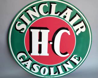 Sinclair H-C Gasoline 42" Double-Sided Porcelain Enamel Sign - Heavy Gauge Steel 