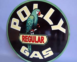 Polly Gas Regular 42" Double-Sided Porcelain Enamel Advertising Sign - Heavy Gauge Steel 