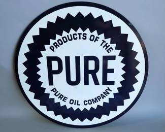 Pure Oil Company 42" Double-Sided Porcelain Enamel Advertising Sign - Heavy Gauge Steel 