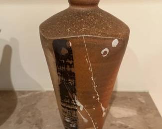 9”5 Tall Hand-Thrown Studio Pottery Stoneware Vase with Abstract Glaze