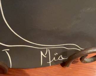 Mia Tyso. Modernist Black and White Ceramic Art Platter with Stylized Portrait