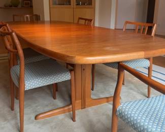 MCM Teak Dining Table Scovby Made in Denmark - L104” x W40” - Two Leaves Included