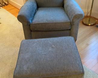 Crate&Barrel Upholstered Armchair with Matching Ottoman