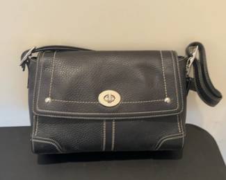 Coach Black Pebbled Leather Turnlock Crossbody Bag
