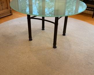 Round Glass Top Dining Table with Metal Legs