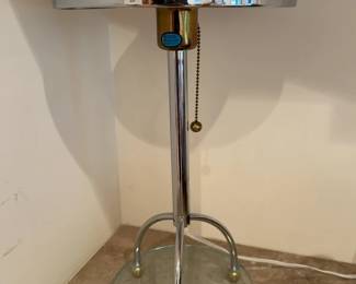 Modern Chrome and Glass Table Lamp with Conical Shade Underwriters Laboratories