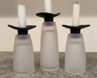 Set of 3 Frosted Glass Candle Holders with Quotes