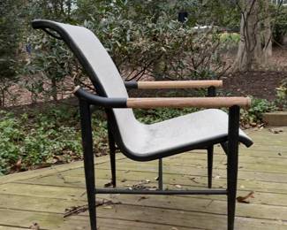 Tropitone Outdoor Patio Dining Set with Round Glass Top Table and Sling Chairs - Sold as Set