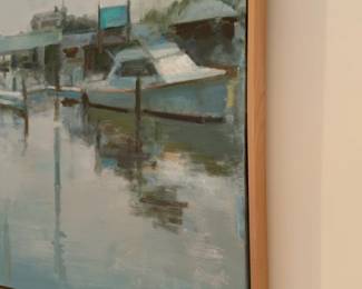 Impressionist Harbor Scene Oil Painting