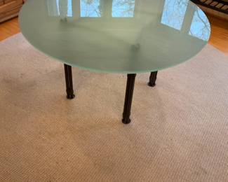 Round Glass Top Dining Table with Metal Legs