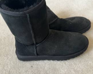 UGG Mid-Calf Black Suede Shearling Boots