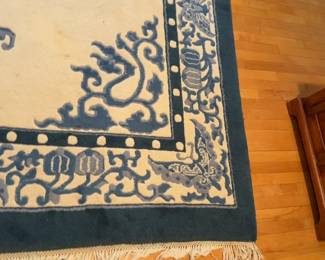 Oriental Style Area Rug with Blue Intricate Patterns - 8’ x 10’