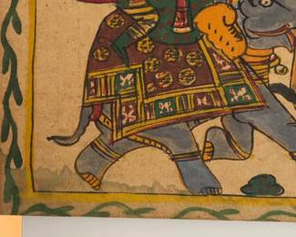Traditional Hand-Painted Indian Folk Art Elephant Procession