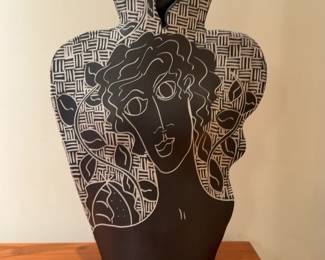 Mia Tyson 23” Ceramic Face Vase with Sculptural Accents