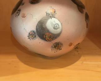 Abstract Textured Ceramic Vase with Sgraffito Accents
