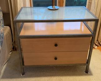 Drexel Studio Modern Industrial Nightstand with Glass Top and Two Drawers - Price per One