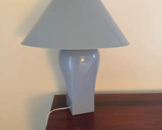 Modern Light Blue Ceramic Table Lamp with Tapered Shade