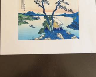 Katsushika Hokusai titled "Lake Suwa in Shinano Province"  Vintage Japanese Woodblock