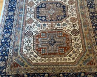 Hand Knotted Wool Geometric Medallion Area Rug - 6’1”x8’8”