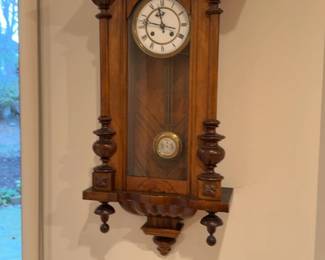 Antique German Vienna Regulator Wall Clock Key Included