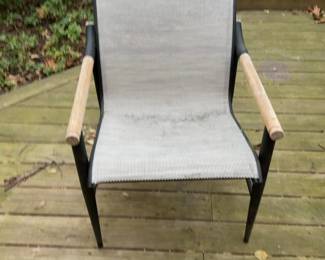 Tropitone Outdoor Patio Dining Set with Round Glass Top Table and Sling Chairs - Sold as Set