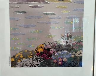 Vibrant Landscape Collage Art Print in Silver Frame