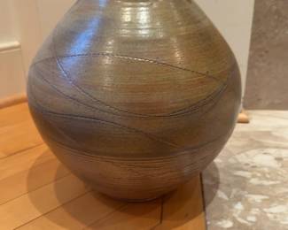 Rustic Earth Tone Stoneware Vase with Twisted Handles