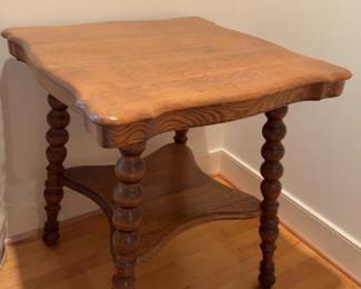 Oak Accent Table with Spindle Legs - 27 1/2” x 27 1/2”