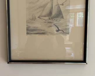 Chesapeake Bay Skipjacks Framed Nautical Sketch by Eddee