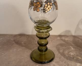 Vintage German Roemer Wine Glass with Grape Vine Motif - Set of 4