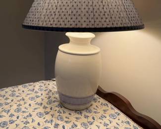 Ceramic Table Lamp with Pleated Polka Dot Shade