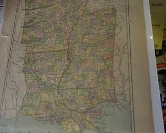 19th century map of Louisiana, Mississippi, and Arkansas