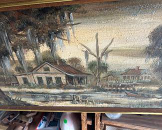George Grunewald's best swamp painting with three cabins