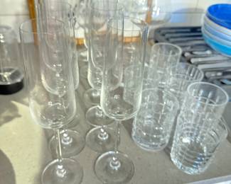 Wine, Champagne and water glasses. See for pricing.
