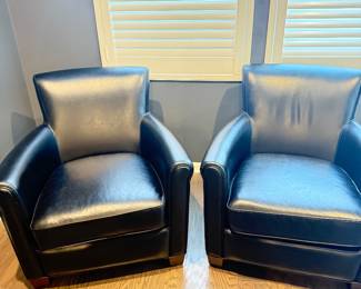 Pottery Barn Black Leather Chairs Like New. 800.00 for set of 2. Retail price is 900-1100.00 each