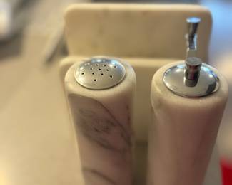 Marble Salt, Pepper and Napkin Holder Set 25.00