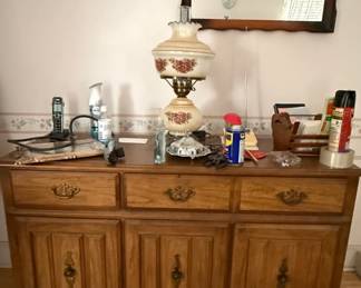 MidCentury Oak Sideboard with Decorative Hardware