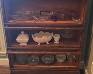 GlobeWernicke Barrister Bookcase with Cut Crystal Serving Pieces second image