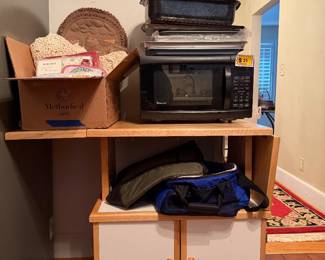microwave, foldout storage 