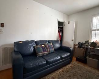 blue leather couch